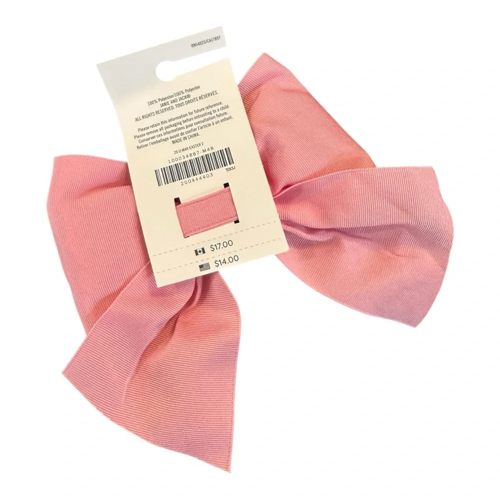 NWT Janie & Jack Hair Accessory Set Pink Bow Navy/White Gingham Headband
